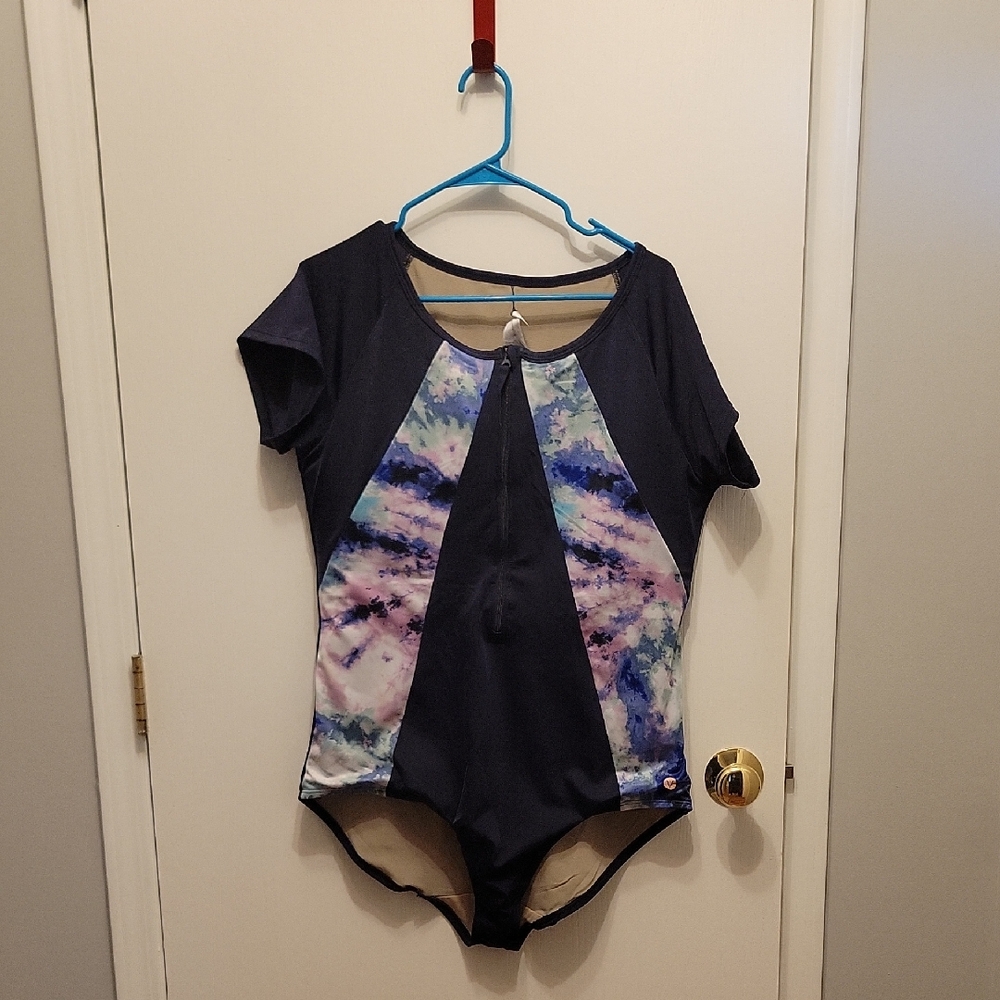 Lane BRYANT LIVI active Navy and Tie-Dye Bathing Suit